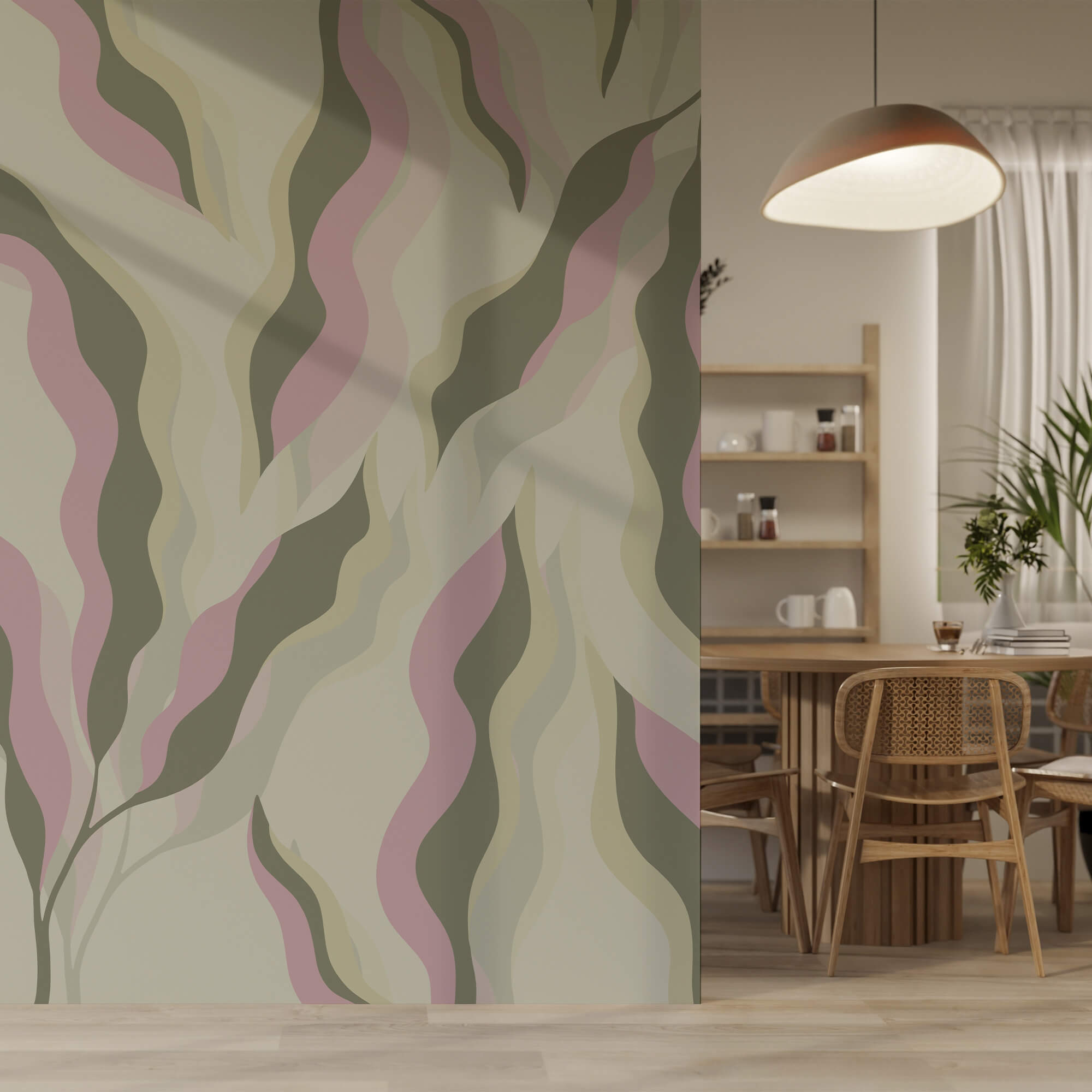 Padrão de folhas sobre fundo claro