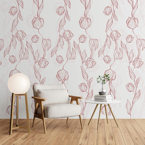 Padrão de flores e folhas