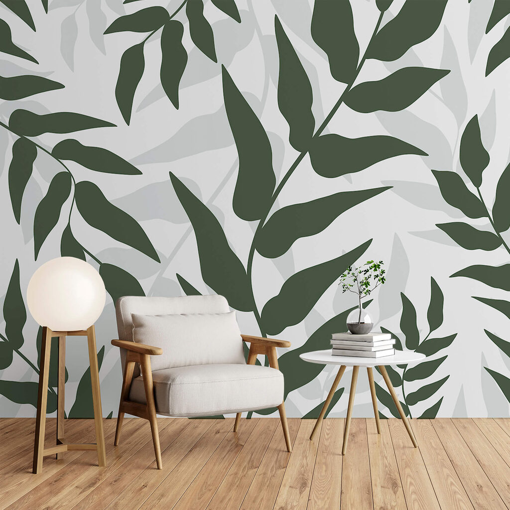 Padrão de folhas sobre fundo branco