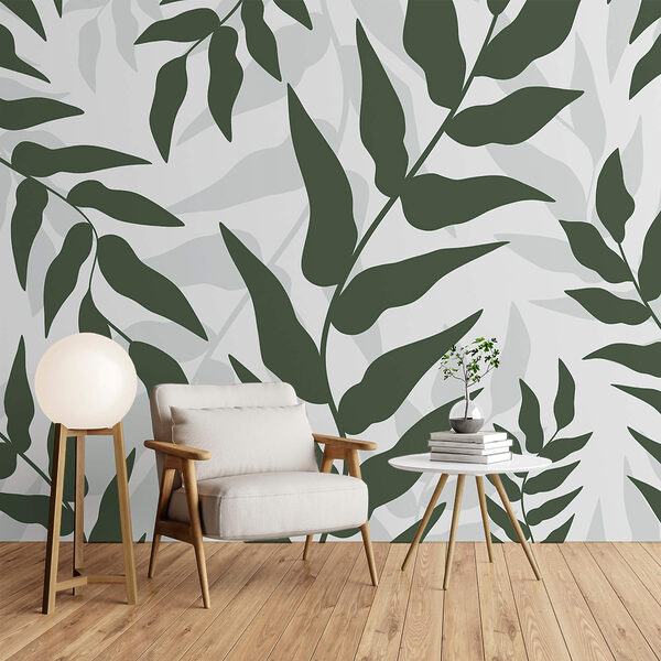 Padrão de folhas sobre fundo branco