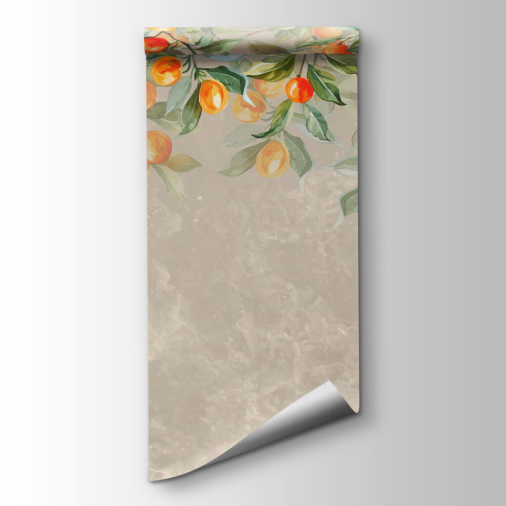 A painting of oranges on a tree