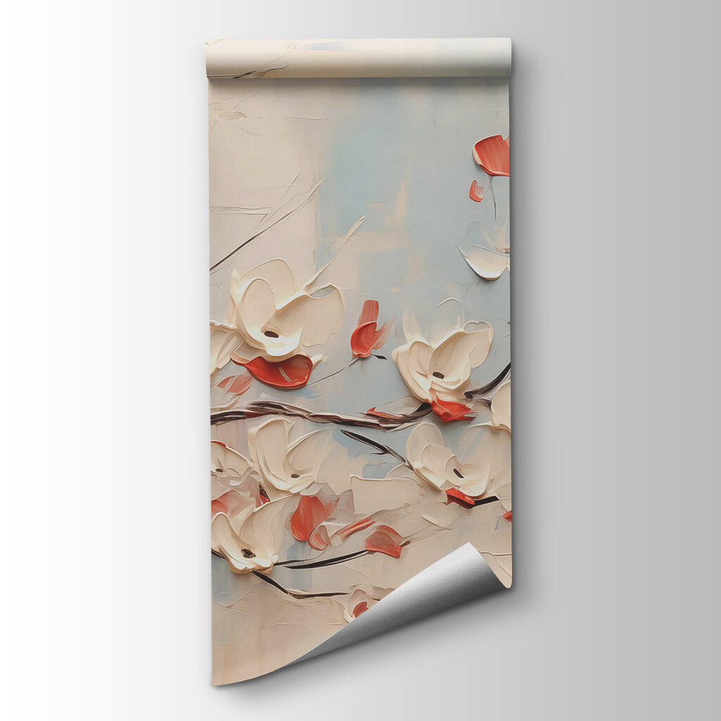 Painting of a tree with white flowers Painting of a tree with white flowers