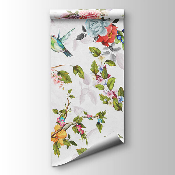 Wallpaper with flowers and birds Wallpaper with flowers and birds