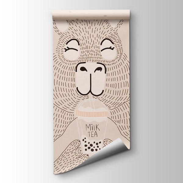 Cartoon of a bear holding a bubble tea Cartoon of a bear holding a bubble tea