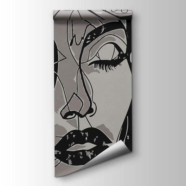 A black and white image of a woman's face