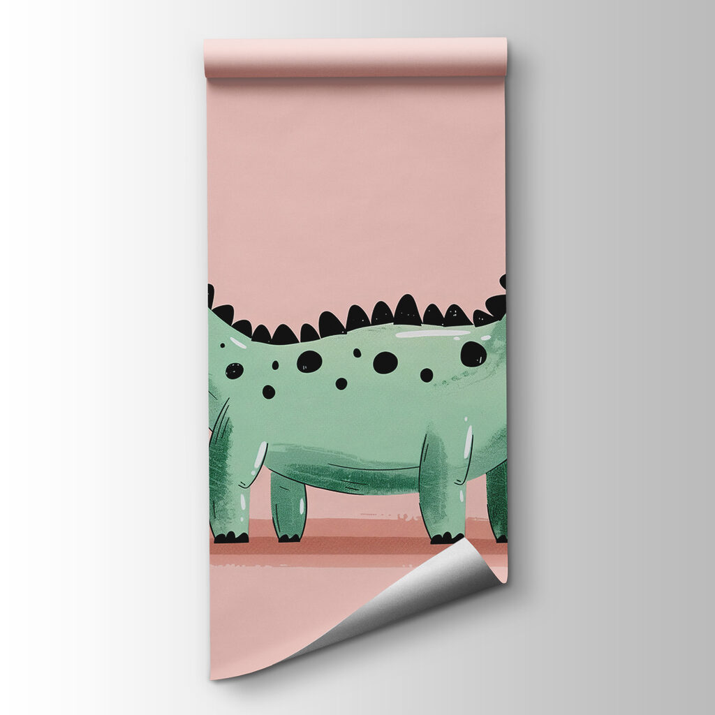 Cartoon dinosaur with plants and leaves Cartoon dinosaur with plants and leaves