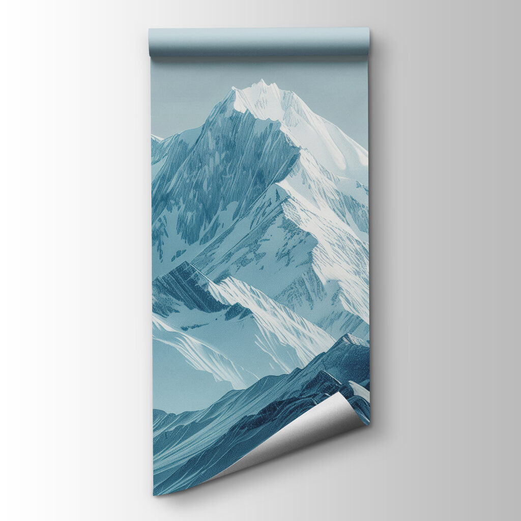 Snowy mountain range with blue sky