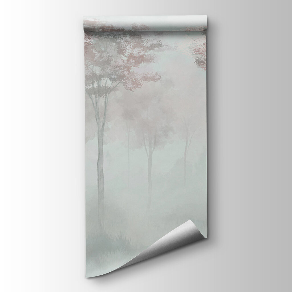 Foggy forest with trees Foggy forest with trees