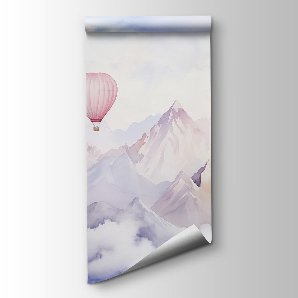 Group of hot air balloons in the sky over mountains