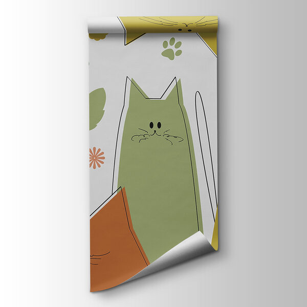 Group of cats with flowers and leaves