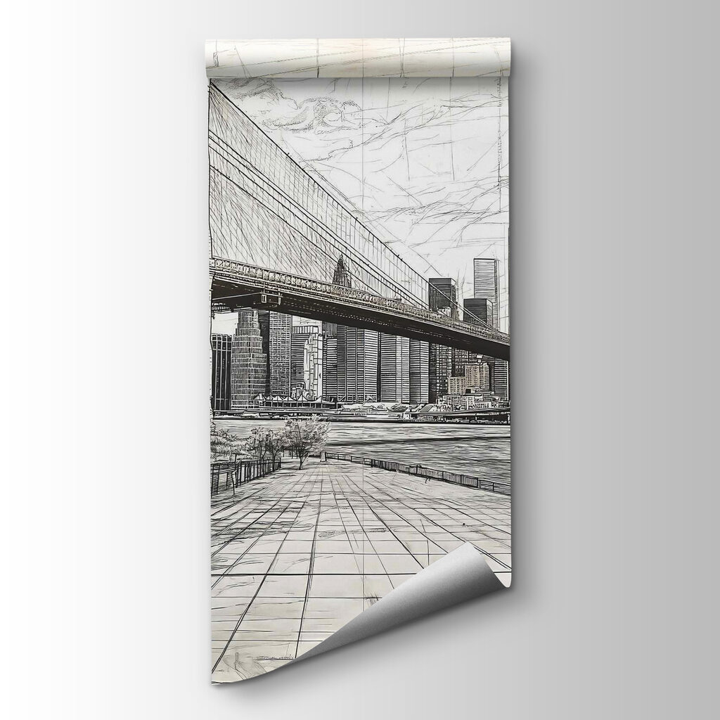 Drawing of a bridge and a city Drawing of a bridge and a city