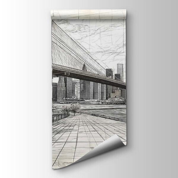 Drawing of a bridge and a city Drawing of a bridge and a city
