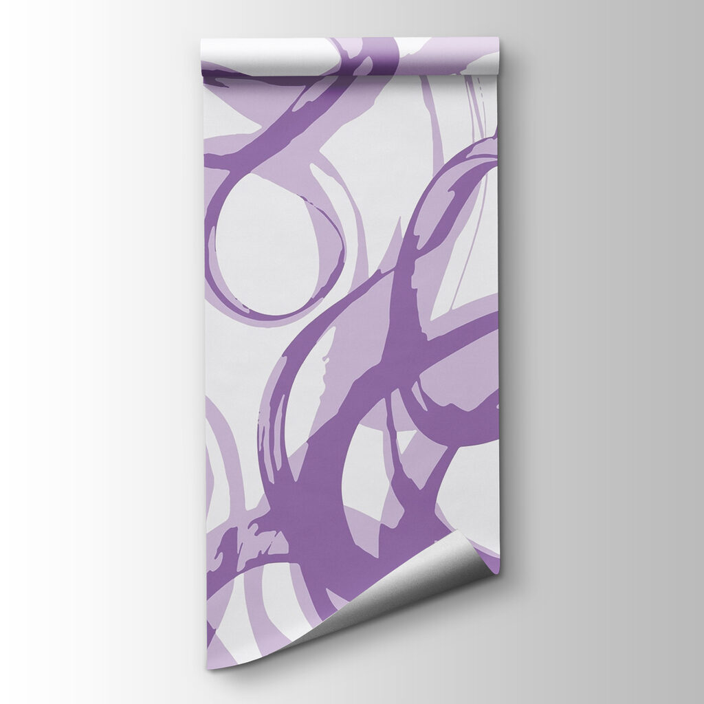 Purple swirls on a white background
