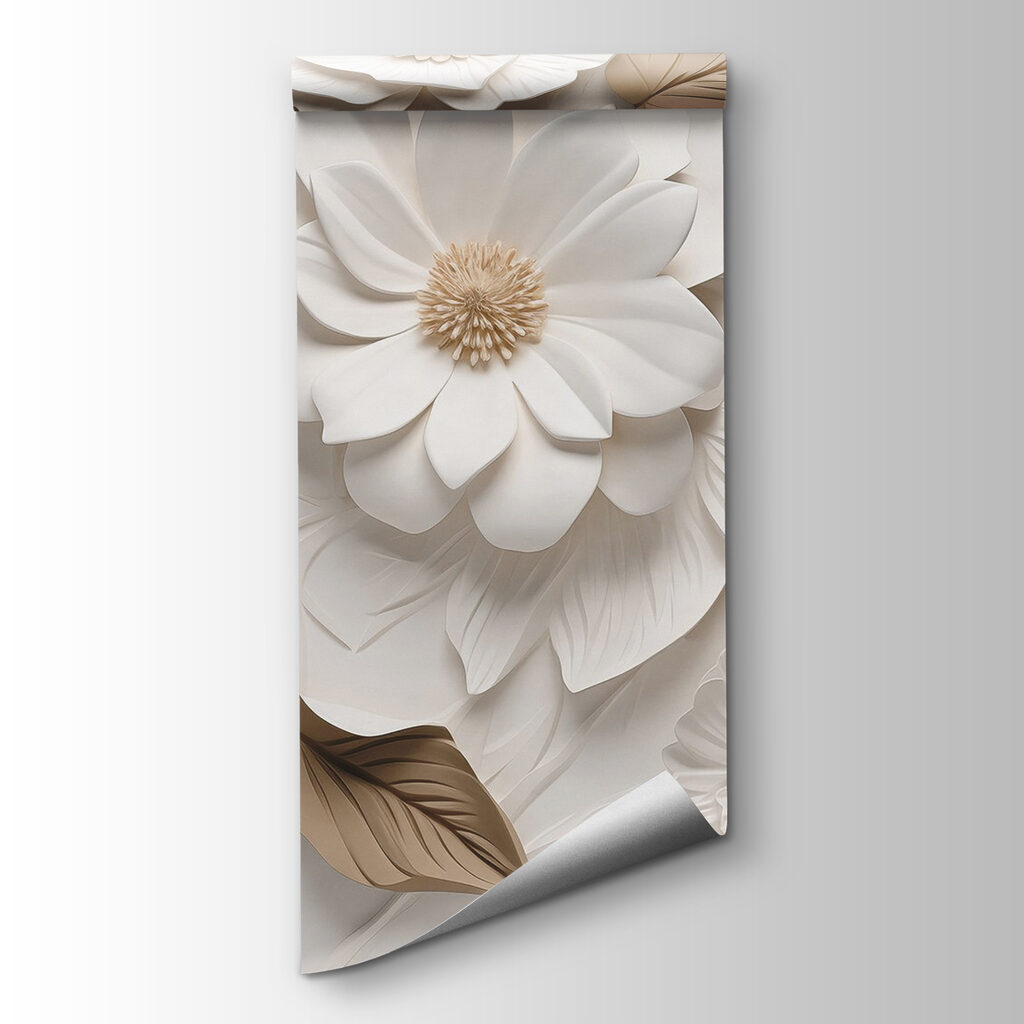 White and brown flowers and leaves White and brown flowers and leaves