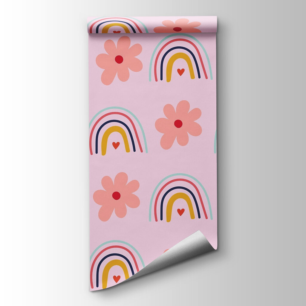Pattern of flowers and rainbows Pattern of flowers and rainbows
