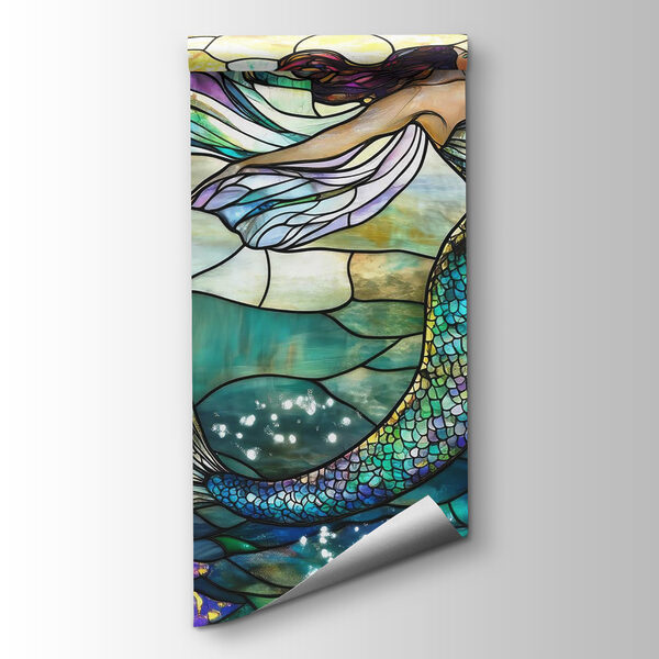 Stained glass window with a mermaid Stained glass window with a mermaid