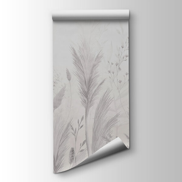 White background with grass and flowers