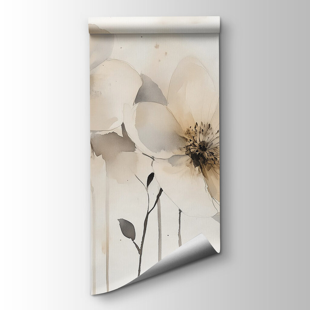 Painting of flowers on a white surface