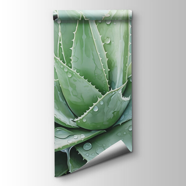 Vibrant aloe with refreshing raindrops