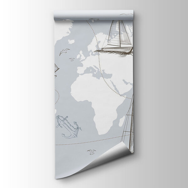 Map of the world with different ships Map of the world with different ships
