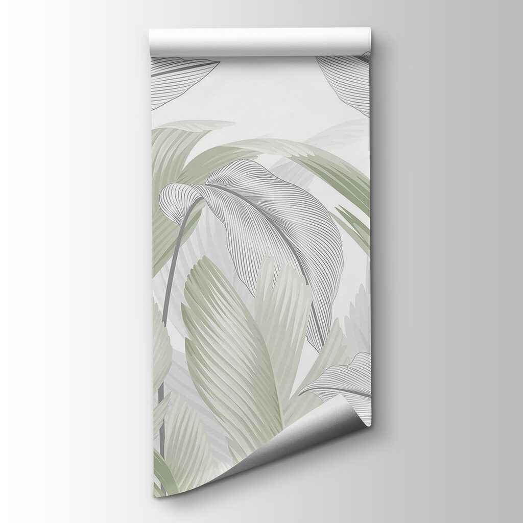 Elegant green leaves on a white backdrop Elegant green leaves on a white backdrop