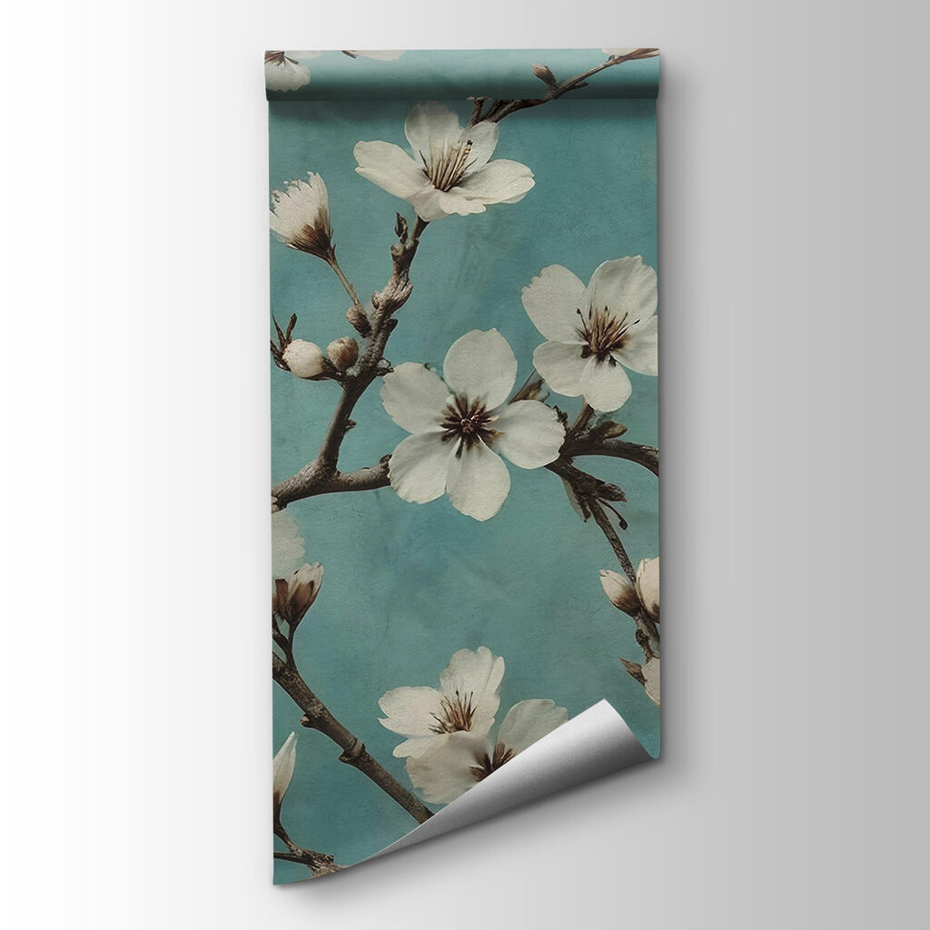 Blossoms dancing against a blue background Blossoms dancing against a blue background