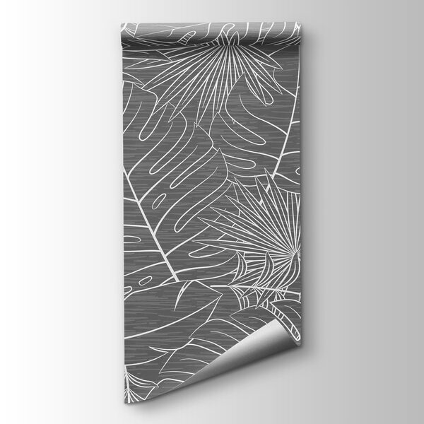 Pattern of leaves on a grey background