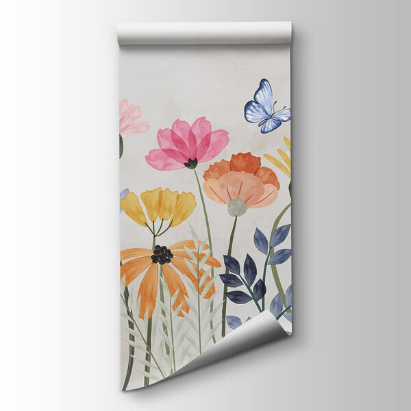 Painting of flowers and butterflies