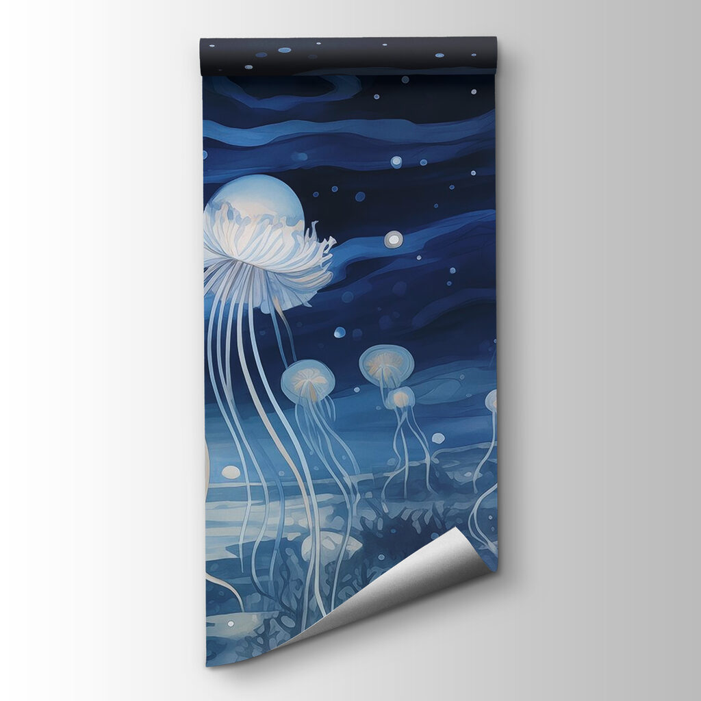 Group of jellyfish under the night sky