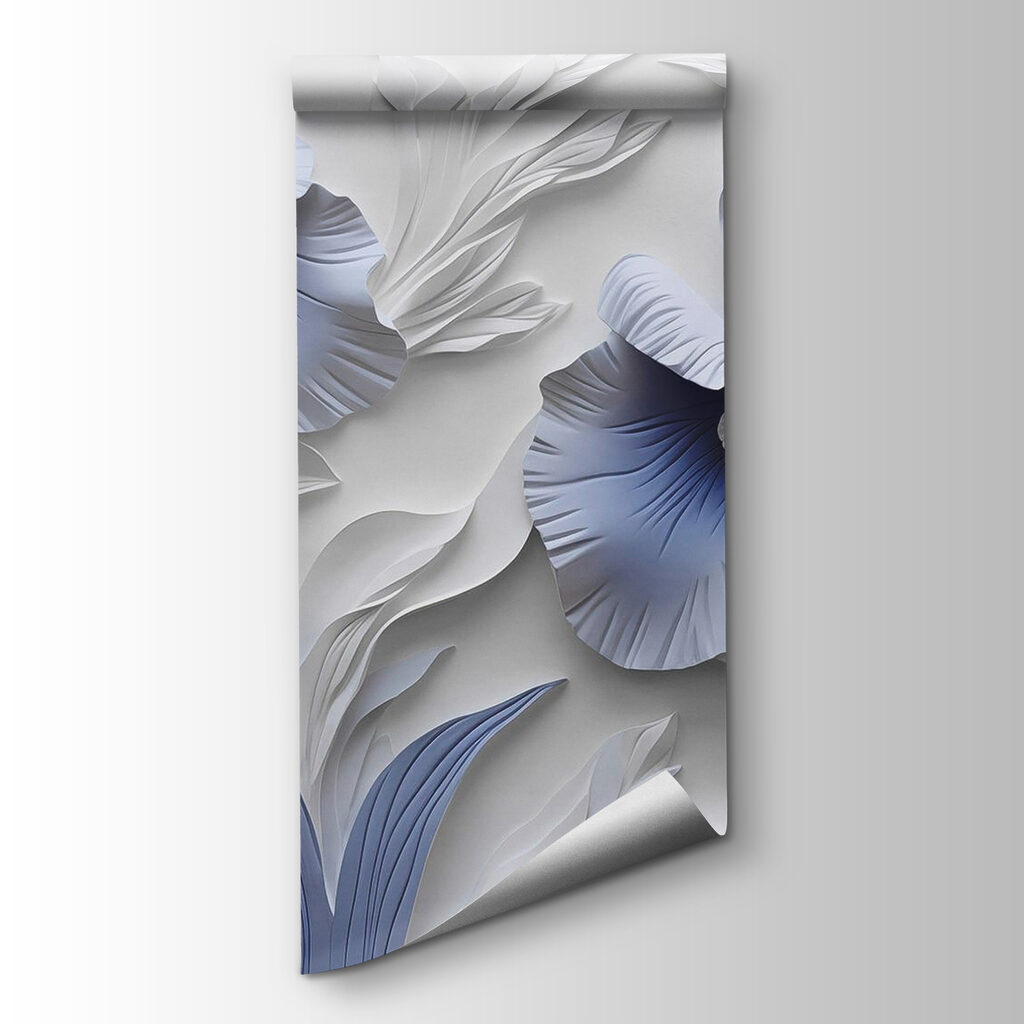 White and blue paper flowers White and blue paper flowers