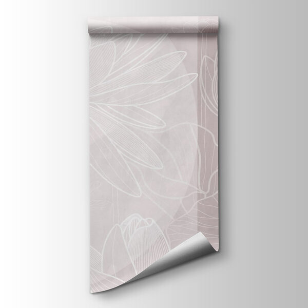 White flower drawing on a grey background