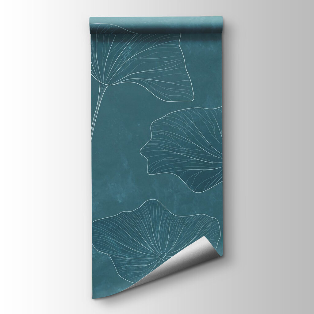 Drawing of leaves on a blue background Drawing of leaves on a blue background