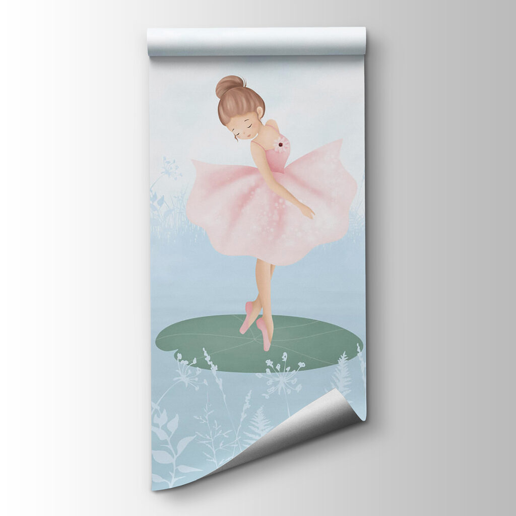 Group of girls in pink tutu dancing on lily pads Group of girls in pink tutu dancing on lily pads