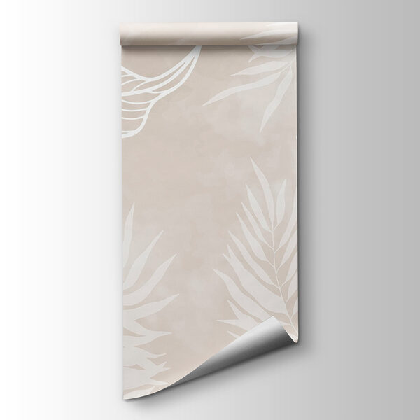 White leaves on a beige background