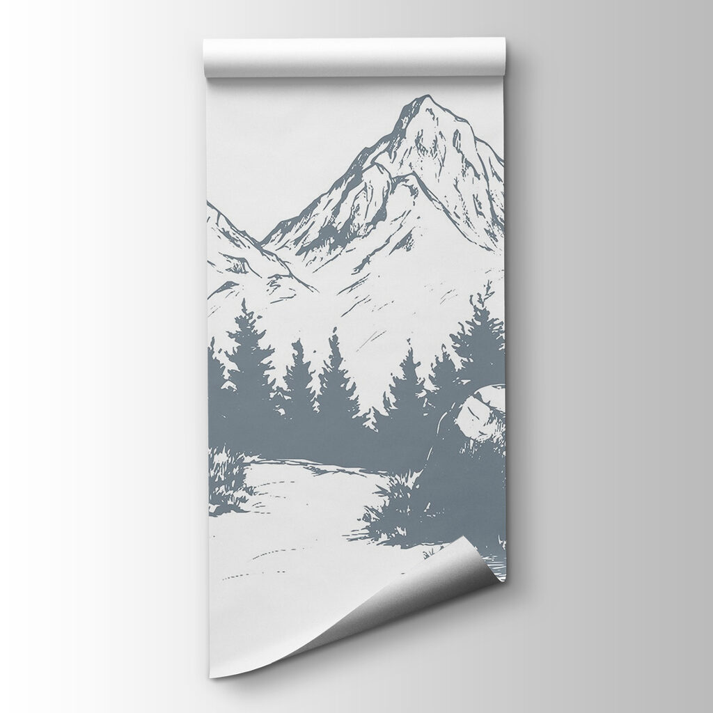 Mountain range with trees and rocks Mountain range with trees and rocks