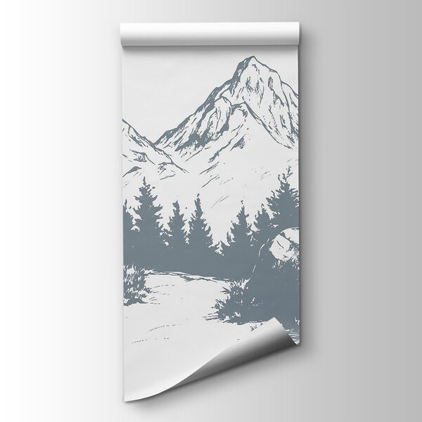 Mountain range with trees and rocks Mountain range with trees and rocks