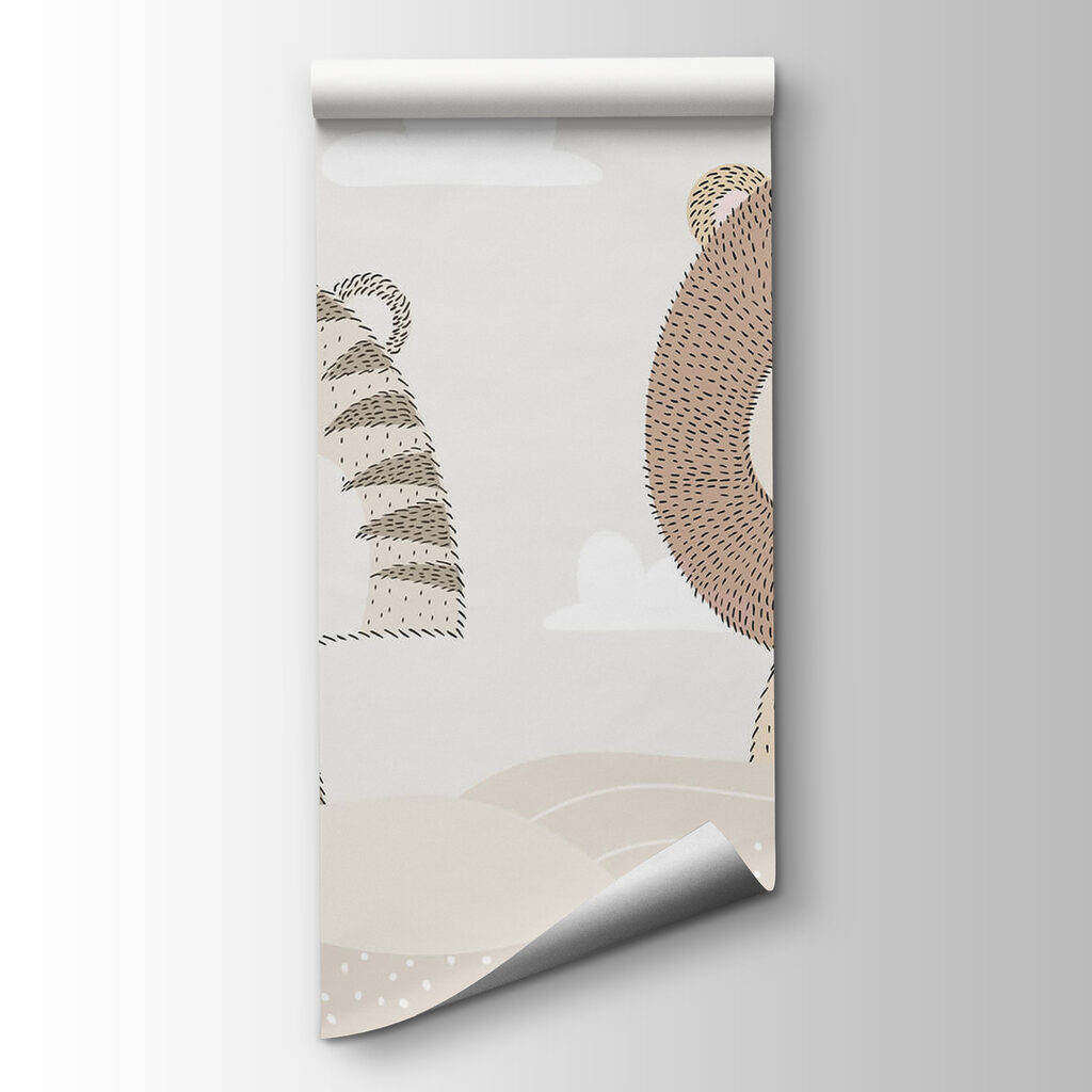 Lion and tiger in a desert