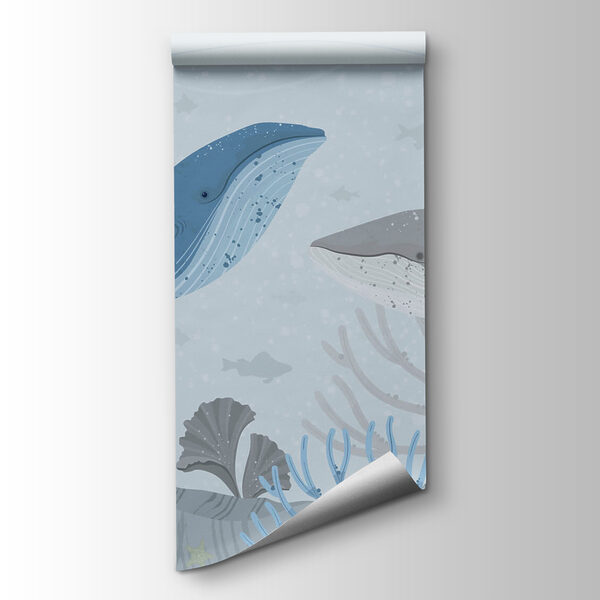 Whale and whale swimming in the ocean Whale and whale swimming in the ocean