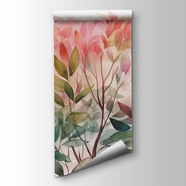 A painting of a tree with leaves A painting of a tree with leaves