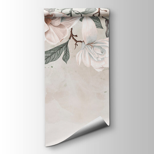 White flowers and leaves on a white background White flowers and leaves on a white background