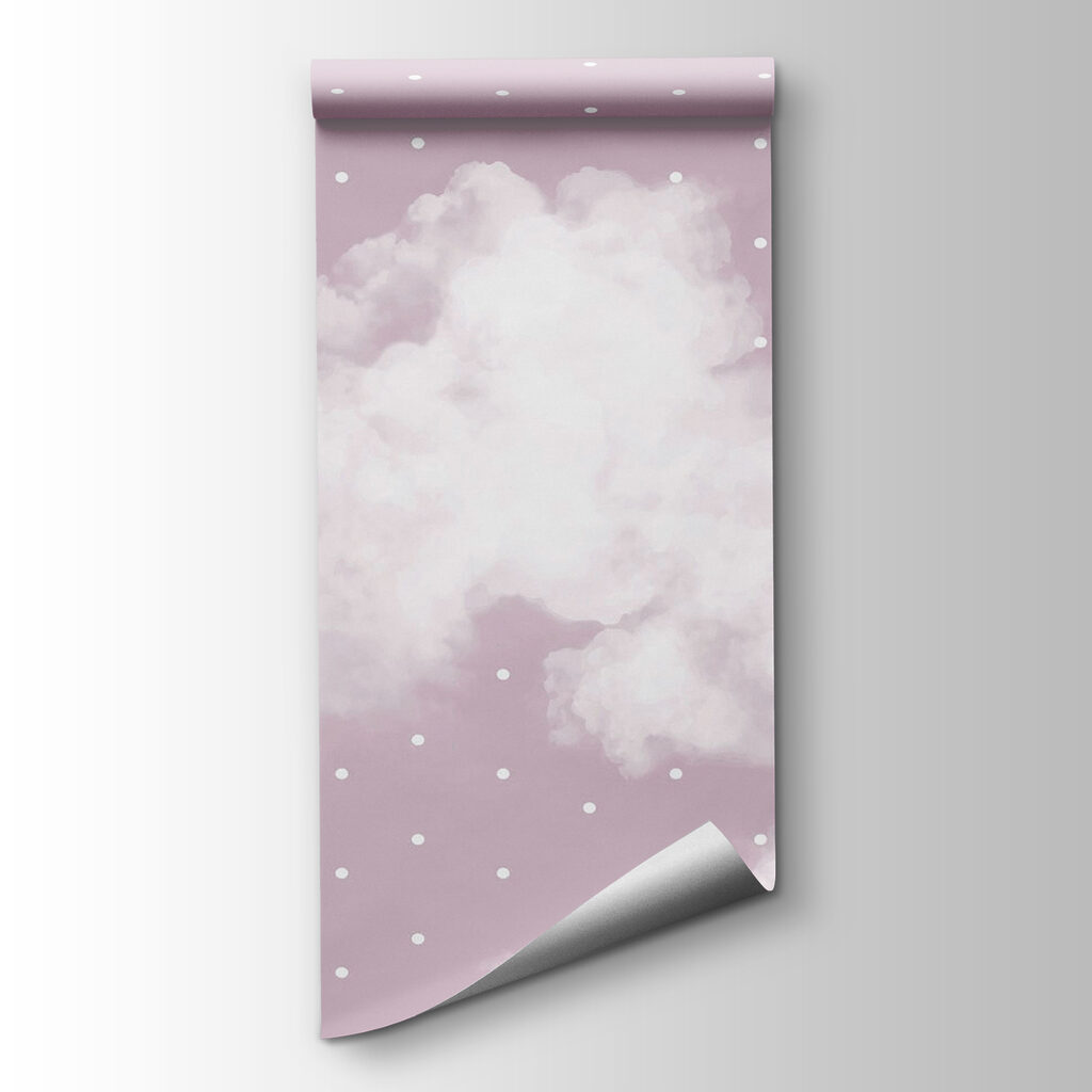 Pink and white background with white clouds