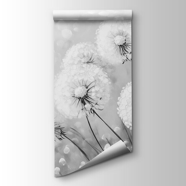 Group of dandelions in black and white