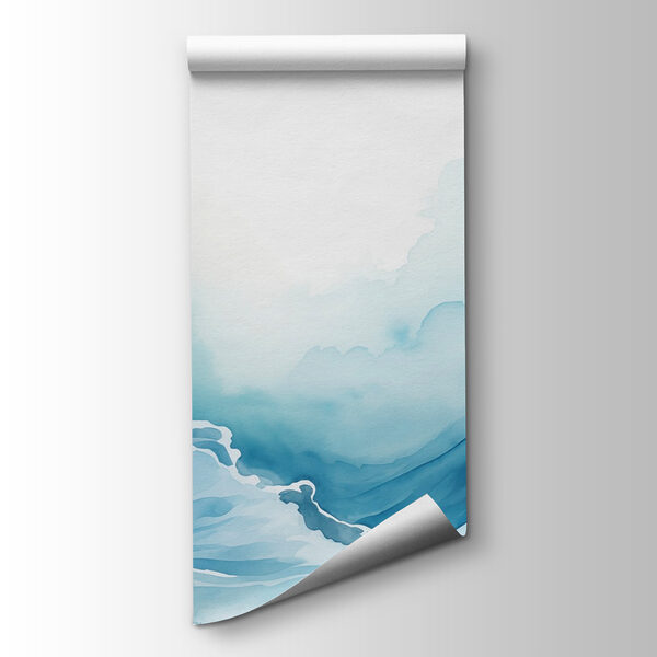 Watercolor of a mountain with clouds