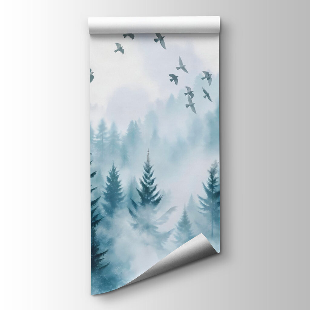 Birds flying over a forest Birds flying over a forest