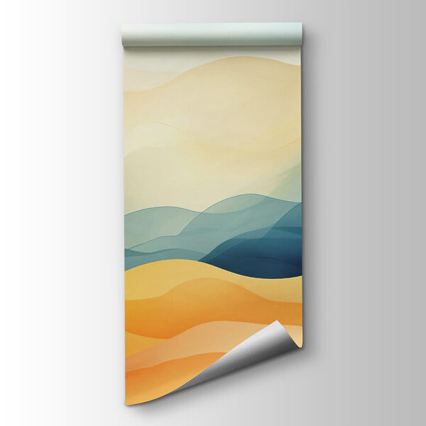 Colorful hills with blue and yellow waves