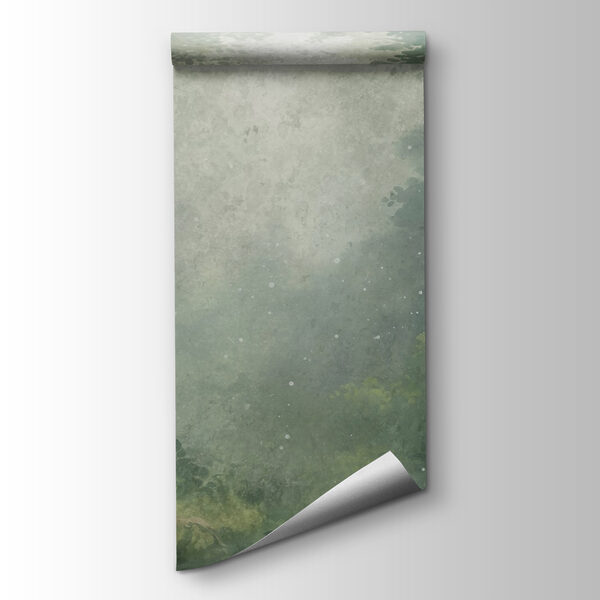 Foggy forest with trees and plants