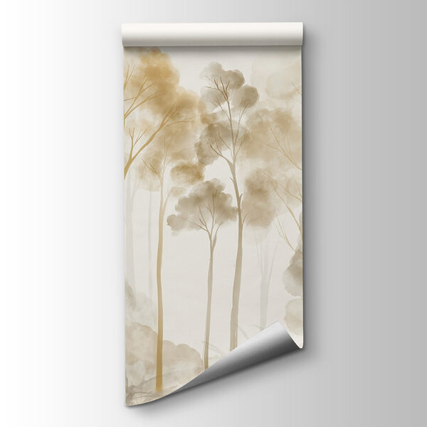 Group of trees in a foggy forest Group of trees in a foggy forest