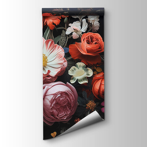 Group of flowers on a black background