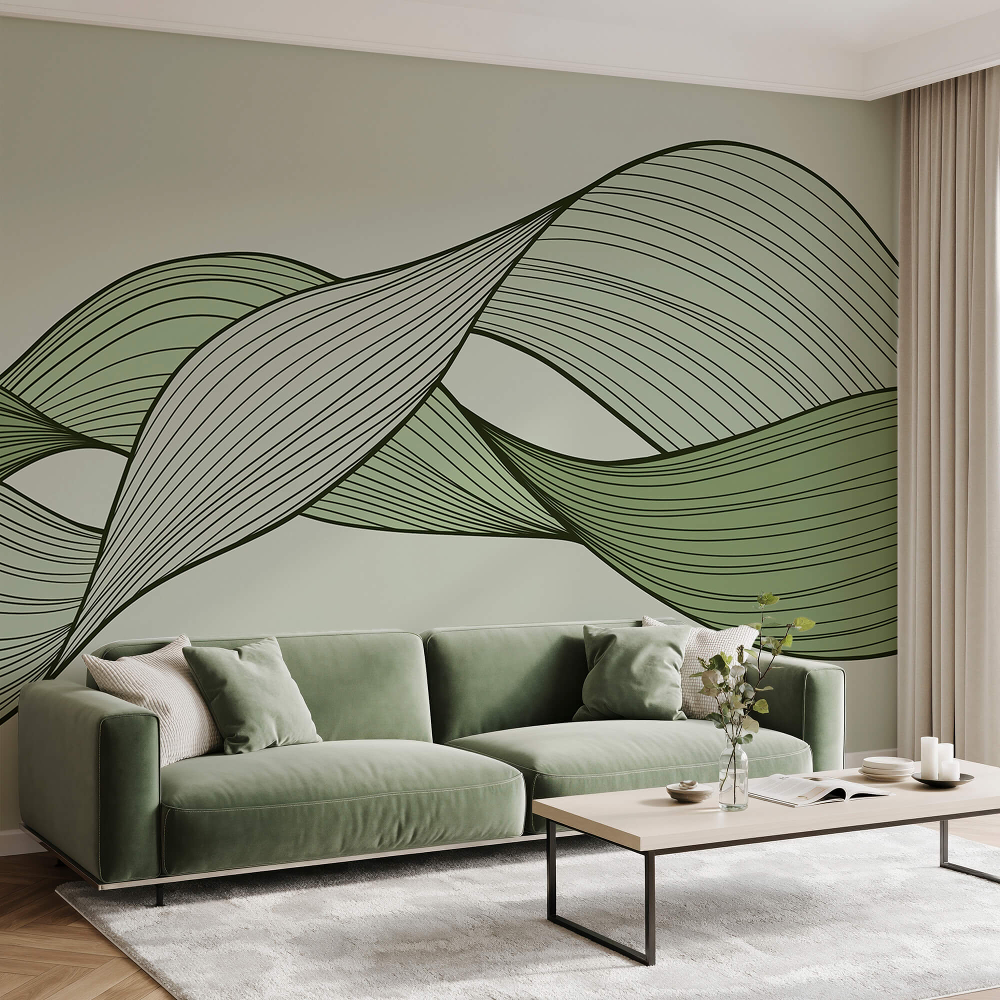 Linhas onduladas verdes e pretas Linhas onduladas verdes e pretas