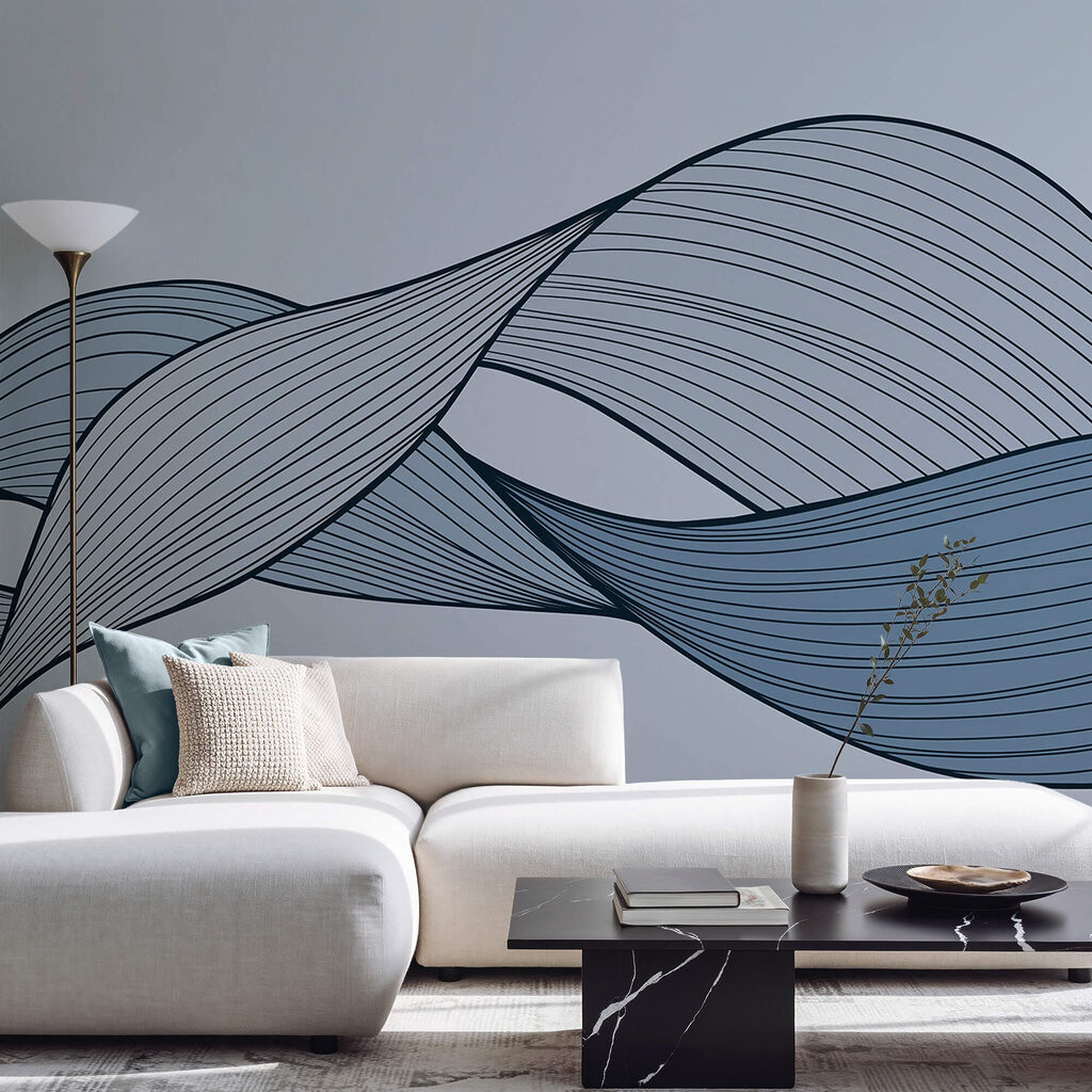 Linhas onduladas azuis e pretas